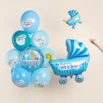 Шар (13''/33 см) Мини-фигура, Коляска для мальчика, Голубой, 1 шт., 902740