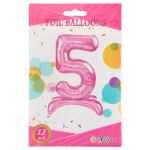 Шар (32''/81 см) Цифра на подставке, 5, Розовый, 1 шт. в уп., 24145