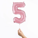 Шар с клапаном (16''/41 см) Мини-цифра, 5, Розовый, Матовый, 1 шт., 23415