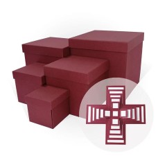 Набор коробок WOW - Сюрприз, Тиснение рогожка, Бордовый, 21*21*21 см, 5 шт. в упак. , Д11003.081