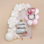 Шар (32''/81 см) Сердце, Кольцо с бриллиантом, Розовый, 1 шт., 17537