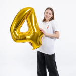 Шар (34''/86 см) Цифра, 4 ЭКО, Золото, 1 шт. в уп., 29684