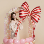 Шар (61''/155 см) Фигура, Бант, Стильные полоски, Красный, 1 шт., 27775