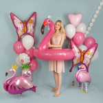 Шар 3D (40''/102 см) Ходячая Фигура, Фламинго, Розовый, 1 шт., R841