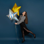 Шар (32''/81 см) Звезда, Золото, Голография, 1 шт., 24044