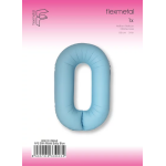 Шар (40''/102 см) Цифра, 0 Slim, Светло-голубой, Матовый, 1 шт. в уп., B901910MAB
