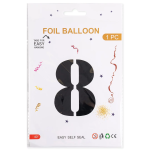 Шар (40''/102 см) Цифра, 8, Черный, Металлик, 1 шт. в уп., 27358