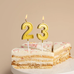 Свеча Цифра, 3 Чистая линия, на шпажке, Золото, 4,7*6,7 + 7 см, 1 шт. с держат., 803273