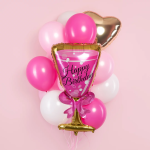 Шар (37''/94 см) Фигура, Бокал, Happy Birthday, Розовый, 1 шт. в уп., 15390P