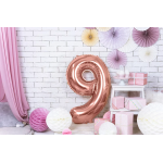 Шар (40''/102 см) Цифра, 9 Slim, Розовое Золото, 1 шт. в уп., 755532