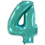 Шар (40''/102 см) Цифра, 4, Тиффани, 1 шт. в уп., 901764TFP