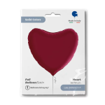 Шар (36''/91 см) Сердце, Вишневый, Сатин, 1 шт. в уп., 360S03CY-P