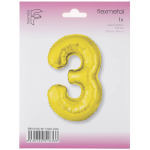 Шар (40''/102 см) Цифра, 3 Slim, Золото, 1 шт. в уп., B901913O