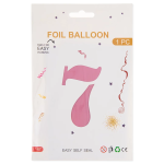 Шар (40''/102 см) Цифра, 7, Розовый, Матовый, 1 шт. в уп., 24107