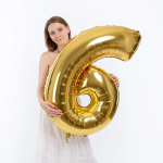 Шар (40''/102 см) Цифра, 6, Золото, 1 шт., 901766O
