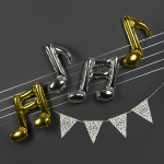 Шар с клапаном (16''/41 см) Мини-фигура, Нота двойная, Серебро, 1 шт., 19808