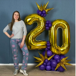 Шар 3D (26''/66 см) Звезда, Составная, Золото, 1 шт. в уп., 60031