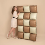 Шар (19''/48 см) Блок, Кофе/Белый песок, Сатин, 1 шт., 26310