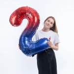 Шар (40''/102 см) Цифра, 2 Героическая тема, Красный/Синий, 1 шт. в уп., 26972