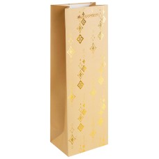 Пакет подарочный для вина, 210гр, Сверкающие звезды, Дизайн №3, Металлик, 35*12*9 см, 1 шт., 504886