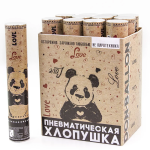 Пневмохлопушка (12/30 см), Панда, Сердца тишью, Красный, 1 шт., 823143