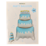 Шар (47''/119 см) Фигура 3D, Торт со свечками, Голубой, Сатин, 1 шт. в уп., 25068