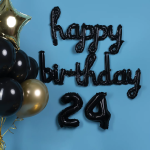 Шар с клапаном (16''/41 см) Мини-цифра, 4, Черный, Матовый, 1 шт., 23884