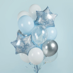 Шар (19''/48 см) Фигура, Снежинка, Морозные искры, Голубой/Серебро, 1 шт. в уп., 26341