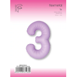 Шар (40''/102 см) Цифра, 3 Slim, Лаванда, Матовый, 1 шт. в уп., B901913MLA