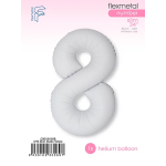 Шар (40''/102 см) Цифра, 8 Slim, Белый, Матовый, 1 шт. в уп., C901918MB