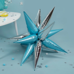 Шар 3D (26''/66 см) Звезда, Составная, Голубой/Серебро, 1 шт. в уп., 23963