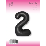 Шар (40''/102 см) Цифра, 2 Slim, Черный, Сатин, 1 шт. в уп., B901912SN
