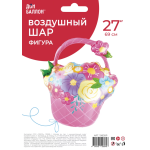 Шар (27''/69 см) Фигура, Цветочная корзинка, Розовый, 1 шт. в уп., 19838P