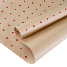 Упаковочная бумага, Крафт 80гр (0,7*1 м) Сердечки, Красный, 10 шт., 2050928
