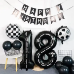 Шар (40''/102 см) Цифра, 8 Пит-Стоп, Черный, 1 шт. в уп., 23668