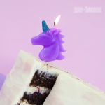 Набор свечей Фигура, Волшебный единорог, Розовый/Сиреневый, с блестками, 5 см, 2 шт. с держат., 629182