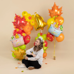 Шар (28''/71 см) Фигура, Кленовый лист, Оранжевый, 1 шт., 26754