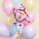 Шар с клапаном (17''/43 см) Мини-фигура, Смешарики, Нюша, 5 шт. в уп., 515115