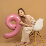 Шар (40''/102 см) Цифра, 9, Розовый, Матовый, 1 шт. в уп., 24109