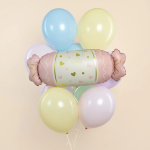 Шар (34''/86 см) Фигура, Конфета, Сердечки, Розовый, Сатин, 1 шт. в уп., 27274P