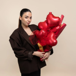 Шар с клапаном (9''/23 см) Мини-сердце, Красный, Сатин, 1 шт., 26443R