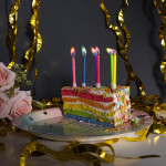 Свечи Цветное пламя, Ассорти, 0,5*6 + 3 см, 6 шт. с держат., 802942