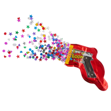 Шар с клапаном (8''/20 см) Мини-фигура, Пистолет - хлопушка с конфетти, Красный, 1 шт., 23248