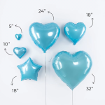 Шар (24''/61 см) Сердце, Голубой, Металлик, 1 шт., 27248