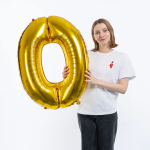 Шар (34''/86 см) Цифра, 0 ЭКО, Золото, 1 шт. в уп., 29680