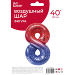 Шар (40''/102 см) Цифра, 8 Героическая тема, Красный/Синий, 1 шт. в уп., 26978