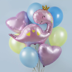 Шар (37''/94 см) Фигура, Динозаврик Принцесса, Розовый, 1 шт. в уп., 23722P