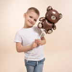 Шар с клапаном (16''/41 см) Мини-фигура, Мишка, 5 шт. в уп., 27452