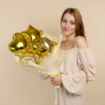 Шар с клапаном (10''/25 см) Мини-сердце, Золото, Металлик, 1 шт., 27235