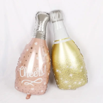 Шар (35''/89 см) Фигура, Бутылка, Шампанское, Конфетти сердец, Розовое Золото, 1 шт., 15533